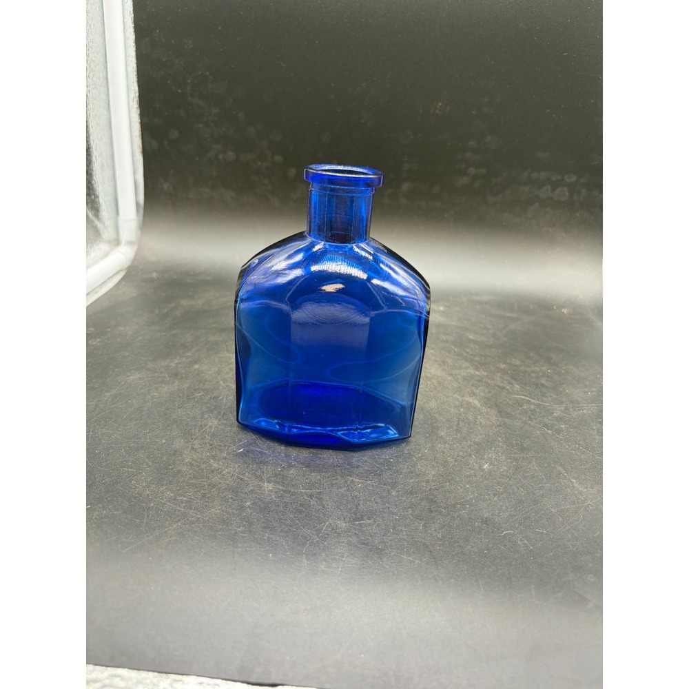 Windart Studio Cobalt Blue Glass Bottle Hexagonal Decorative Vase Apothecary